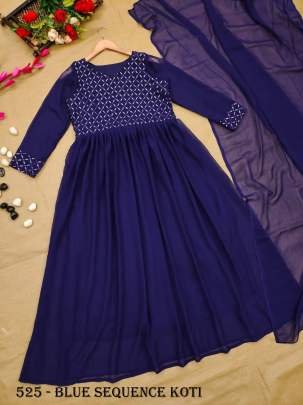 Mesmerizing Sequin Koti Georgette Maxi Dress With Embroidery