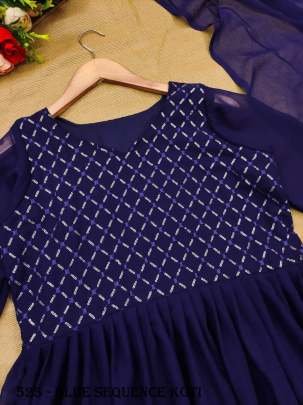 Mesmerizing Sequin Koti Georgette Maxi Dress With Embroidery