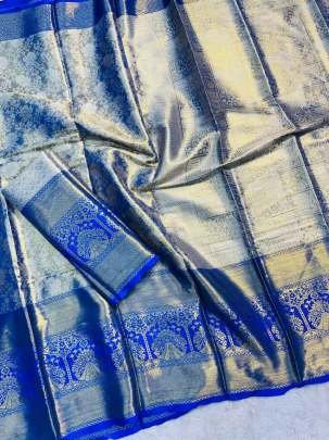 Mina Weaving Pure Kanjivaram Silk Blue Saree