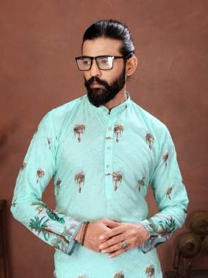 Mint Royal Peacock Paradise Printed Men’s Kurta