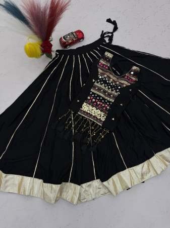 Mirror Hand Work Black Colour Mother Daughter Navratri Combo