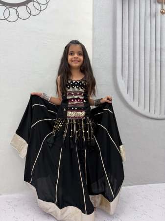 Mirror Hand Work Black Colour Mother Daughter Navratri Combo