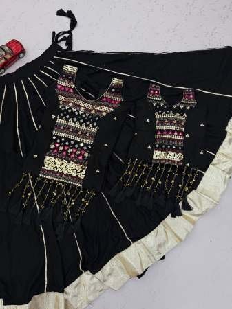 Mirror Hand Work Black Colour Mother Daughter Navratri Combo