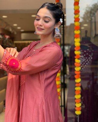 Mirror work Anarkali Kurta With Pant And Dupatta