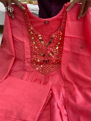 Mirror work Anarkali Kurta With Pant And Dupatta