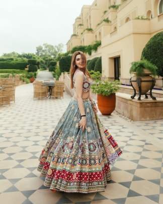 Mirror Work Navratri Colourfull Printed lehenga