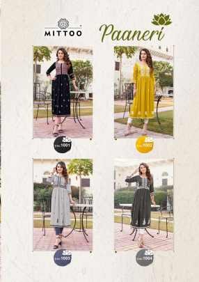 Mittoo Presents Paaneri Rayon Slub Hand work and Embroidered work Kurti