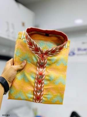 Mix Color Stylish Soft Jacquard Silk Kurta Pajama