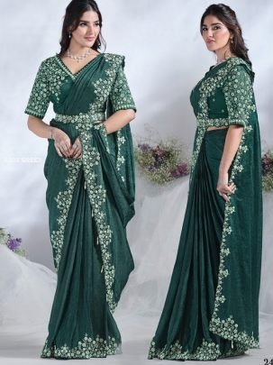 Mohmanthan 24600 New Ready to wear Green Saree By Mahotsav