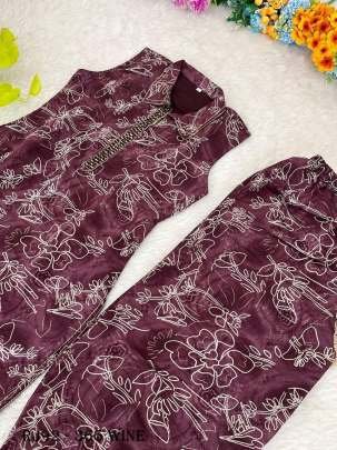 Monsoon Pv Cotton Wine Printed Co Ord Set