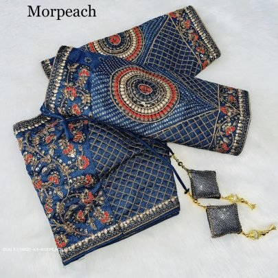 Morpeach Color Copper Jari Heavy Embroidery Milan Silk  designer Ready made Blouse
