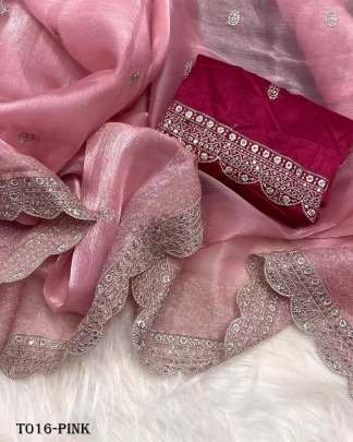 Most Beautiful Burburry Sequins work Silk Pink saree