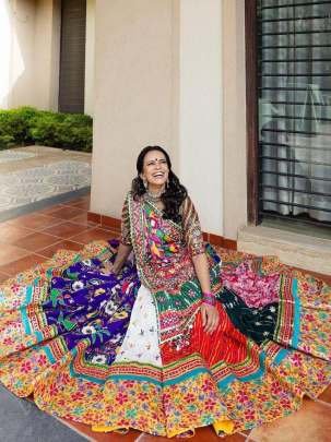 Multi Color Muslin Cotton Lehenga Choli With Mirror Work