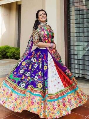Multi Color Muslin Cotton Lehenga Choli With Mirror Work