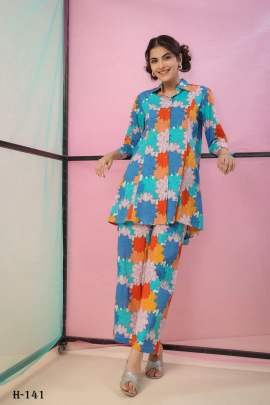 Multi Color Printed Cotton Top and Pant