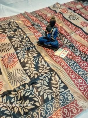 Multi Color Screen Printed Original Tussar Ghicha Silk Saree 23