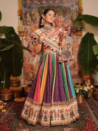 Multi Colour Navratri Special Muslin Cotton Lehenga Choli