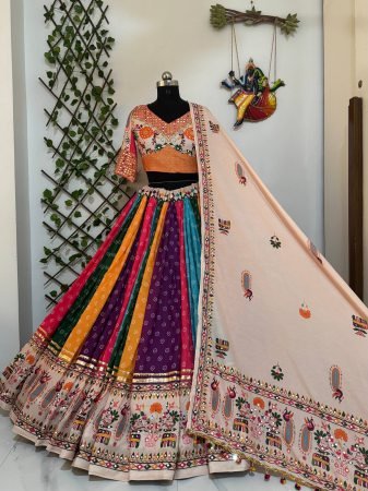 Multi Colour Navratri Special Muslin Cotton Lehenga Choli