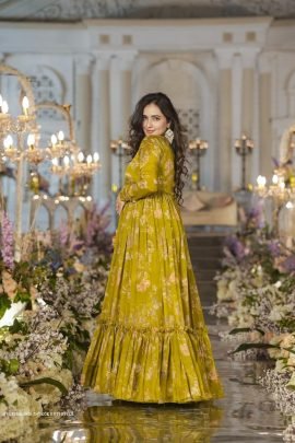 Multi Mehndi 3 piece Koti Style Digital Print Indo Western Suit by Fab Funda