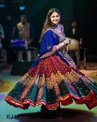 Multicolor butter silk Kinjal Dave Special  navratri lehenga choli