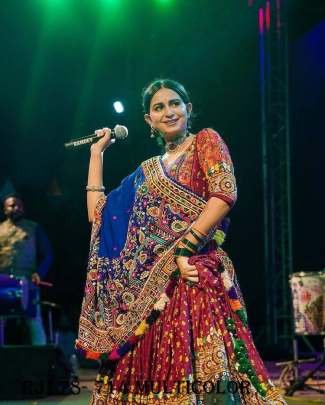 Multicolor butter silk Kinjal Dave Special  navratri lehenga choli