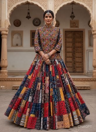 Multy Color Muslin Cotton 6 Meter Flair Navratri Choli With Stitched Blouse