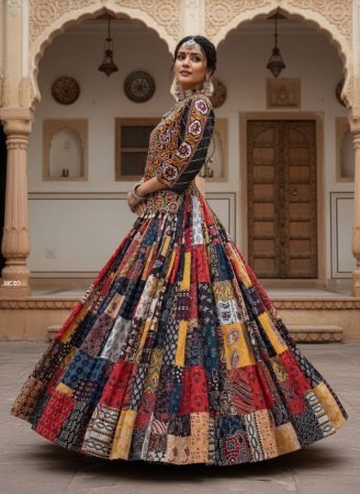 Multy Color Muslin Cotton 6 Meter Flair Navratri Choli With Stitched Blouse