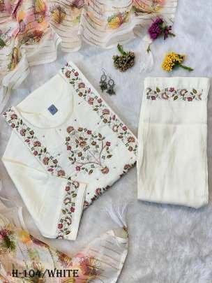 Muslin and Viscose White Kurti Pant With Dupatta