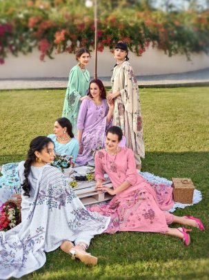 Muslin Cotton Kurti Bottom Set Digital Applique Catalog From Isavasyam Corporation