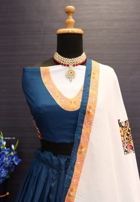 Muslin Cotton Semi Stitched Blue Navratri Choli