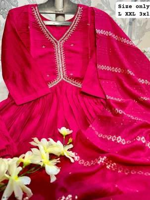 Muslin Roman Silk Rani Kurti Pant With Dupatta