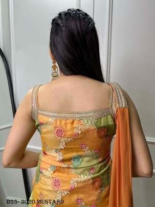 Mustard Color Pure Viscose Jacquard Silk Palazzo Kurti Set