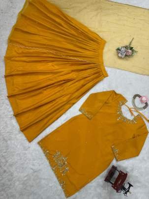 Mustard Yellow Traditional Lehenga Set With Thread And Sequence Work