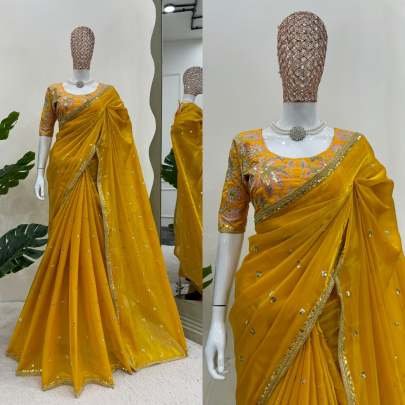 Muster Exclusive Heavy Look Jimmy Chu Saree With Sequence Work