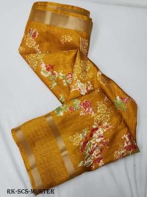 Muster Fancy Sequins Crape Silk Saree