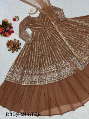 Muster Full Stitched Party Wear Georgette Gown