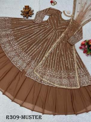 Muster Full Stitched Party Wear Georgette Gown