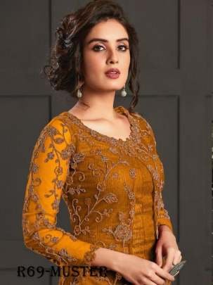 Muster Sequence Work Pakistani Semi Stitched Net Koti Suits
