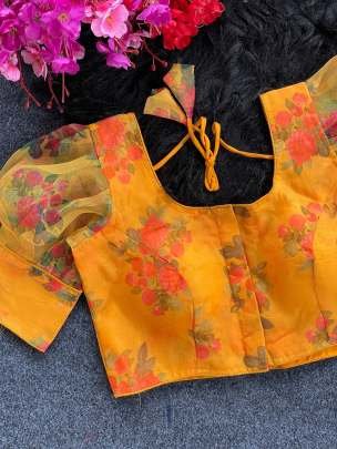 Muster Sobha Flower Printed Organza Readymade Blouse