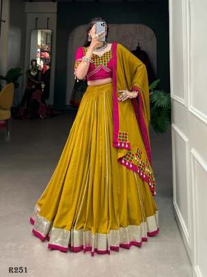 Musterd Pure Rayon Navratri Lehenga Choli With Lace Borders