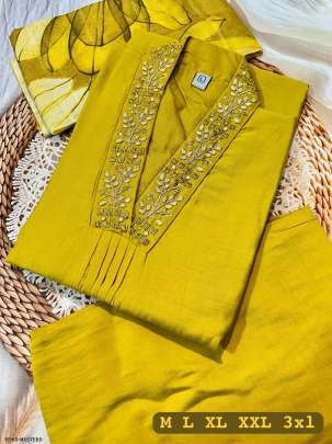 Musterd Superb Hand Work Pure Muslin Kurti Set