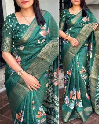Nalini Designer hand  printed  zari weaving checks Cotton Silk zari jacquard saree