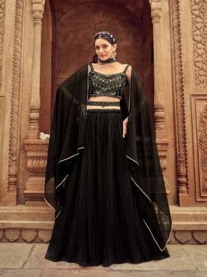 Shreematee Fashion Present Nandani Pure Faux Georgette Black Embroidered Lehenga Choli