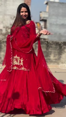 Natural Crepe Silk Lehenga Set Handwork  Zari   Sequin Embroidery with Net Dupatta