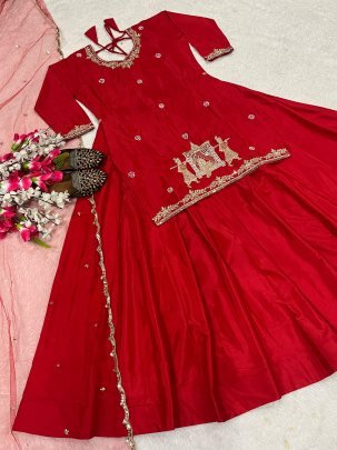 Natural Crepe Silk Lehenga Set Handwork  Zari   Sequin Embroidery with Net Dupatta