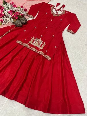 Natural Crepe Silk Lehenga Set Handwork  Zari   Sequin Embroidery with Net Dupatta