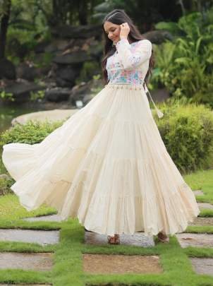 Navaratri Special  Kora Cotton White Gown