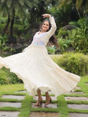 Navaratri Special  Kora Cotton White Gown