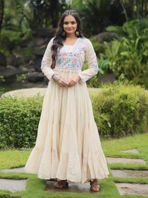 Navaratri Special  Kora Cotton White Gown