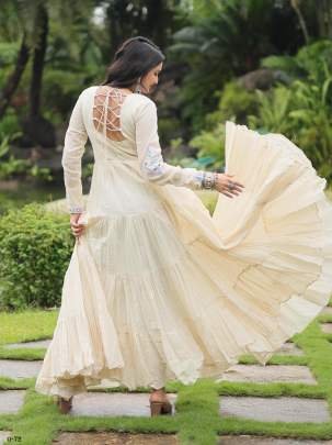 Navaratri Special  Kora Cotton White Gown